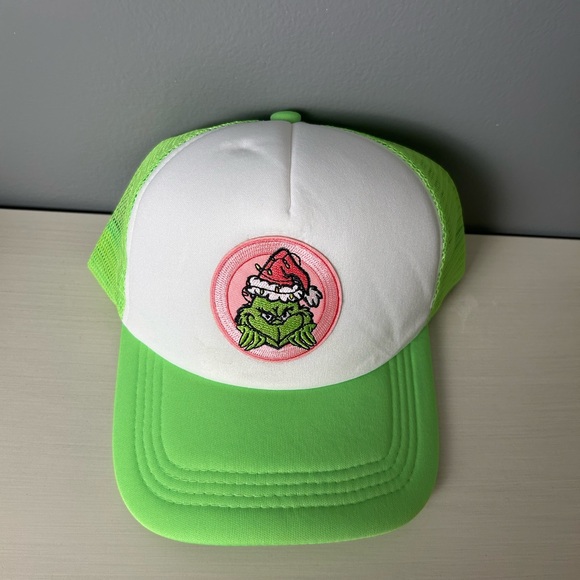 Handmade Grinch Green and White Trucker Hat - Picture 3 of 5